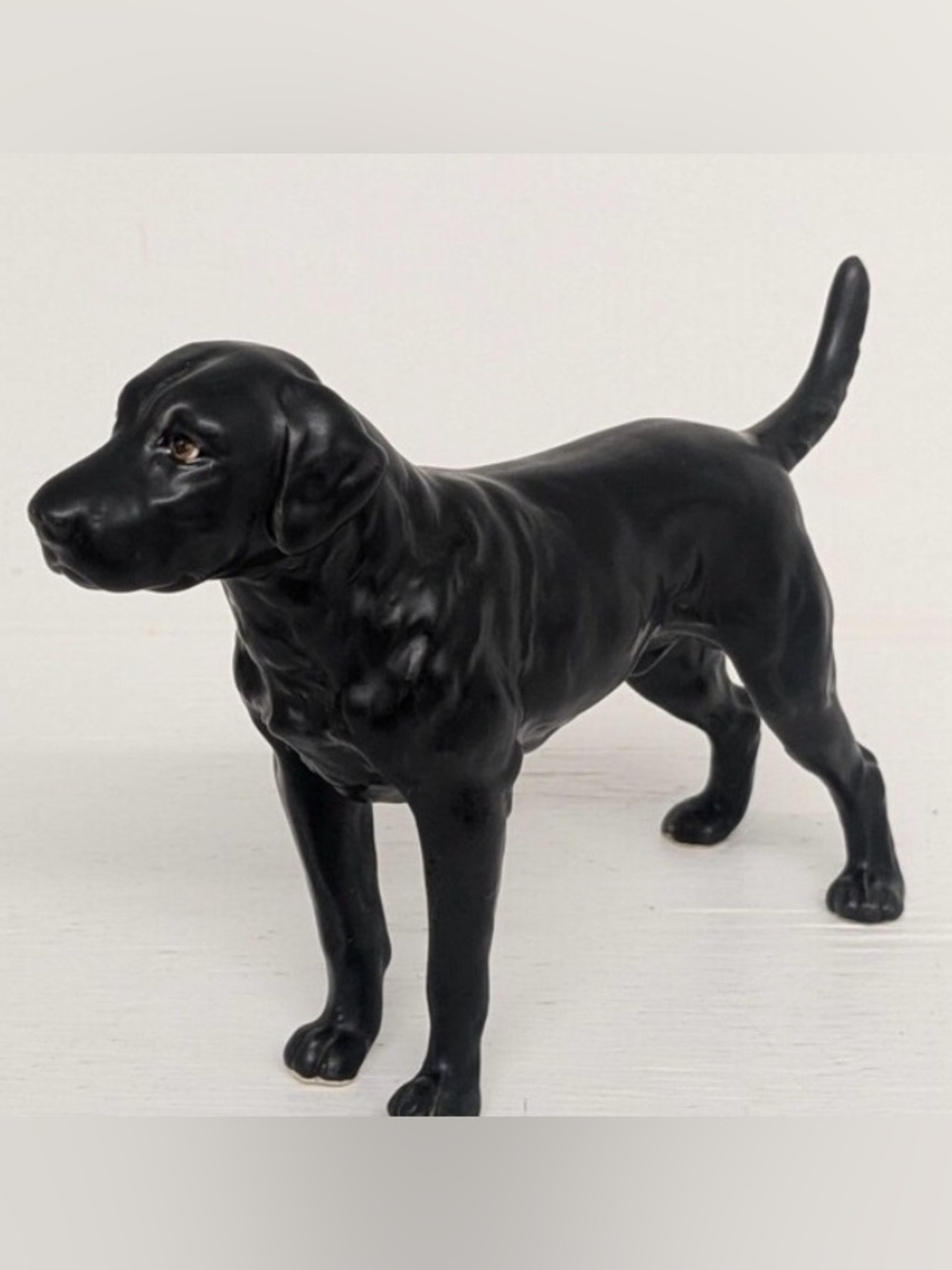 Antique Lefton Black Laborer Dog Figurine Ceramic Excellent Condition W/ Stamp